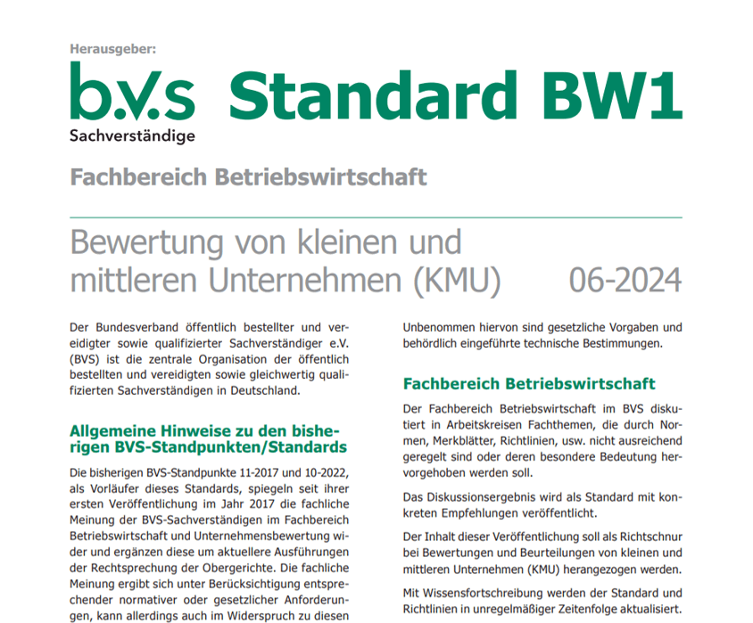 Neuer Bewertungsstandard BVS KMU 06_2024