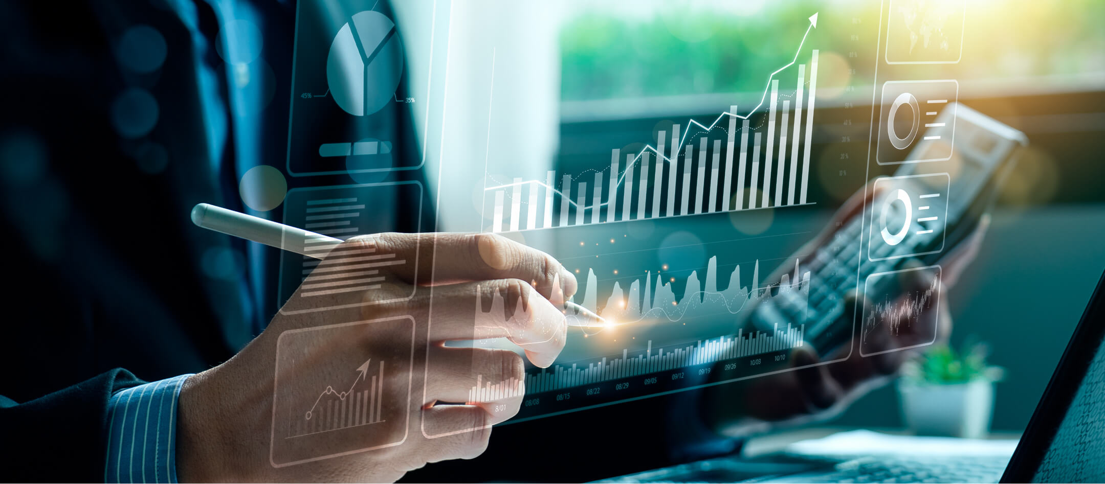 Digitale Finanzgrafiken auf Bildschirm – Symbol für datenbasierte Unternehmensbewertung